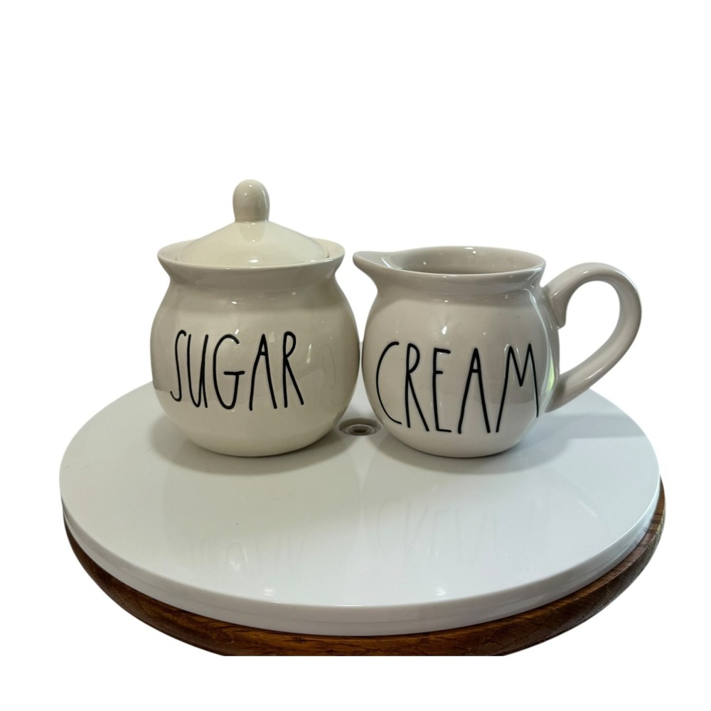 Rae Dunn Sugar & Cream Set LL Large Letters White Ceramic‎ Farmhouse Coffee Bar